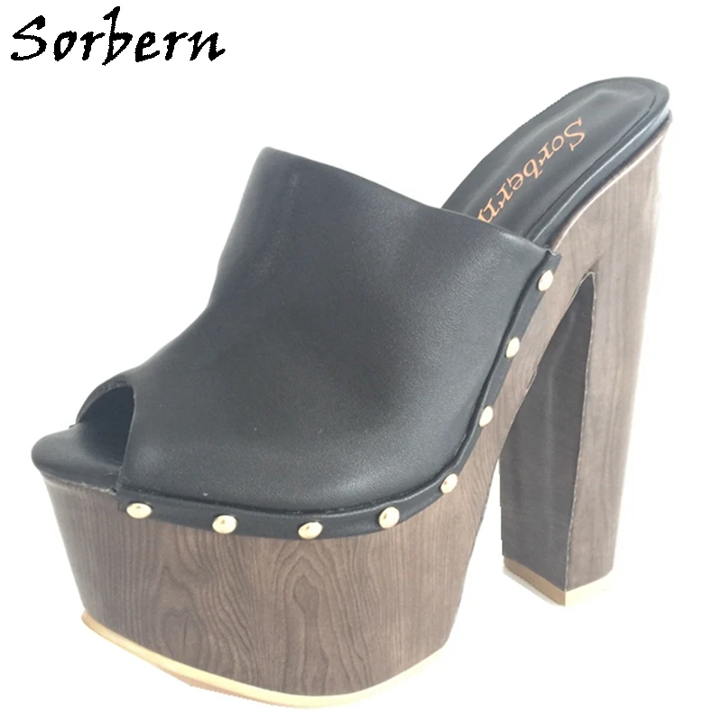 Женские босоножки с открытым носком Sorbern на высоком массивном каблуке и