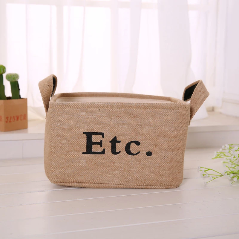 

Jute Retro Storage Basket Foldable 3 Sizes Laundry Basket Kids Toy Sundries Cat Storage Basket/Bucket Organization