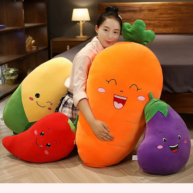 Фото Супер мягкие плюшевые игрушки для овощей кавайная Подушка с морковкой