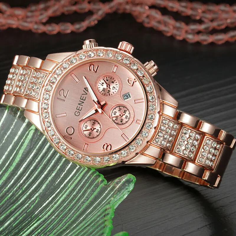 

Women's Luxury Rhinestone Analog Quartz Watch Calendar Business Dress Wristwatch