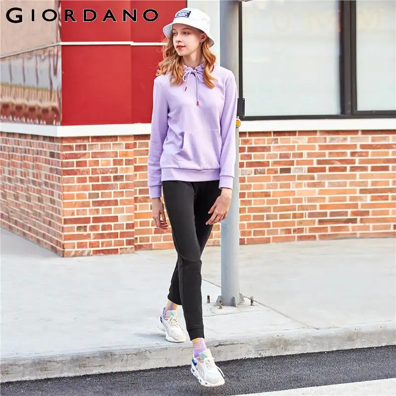 Giordano женские брюки на шнурке треники из хлопка средняя талия повседневные брюки карман средняя Thinckness Pantaloni Femmin 05419146