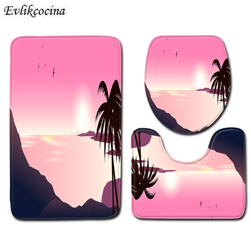 

3 шт., коврики для ванной с принтом Морского Пейзажа