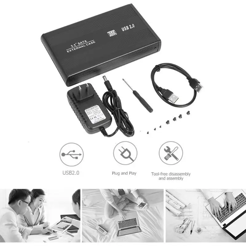 3,5 дюйма HDD чехол USB 2,0 на SATA SSD жесткий диск Корпус 2,5 дюйма USB 3,0 2,0 на SATA адаптер 480 Мбит/с твердотельный жесткий диск коробка