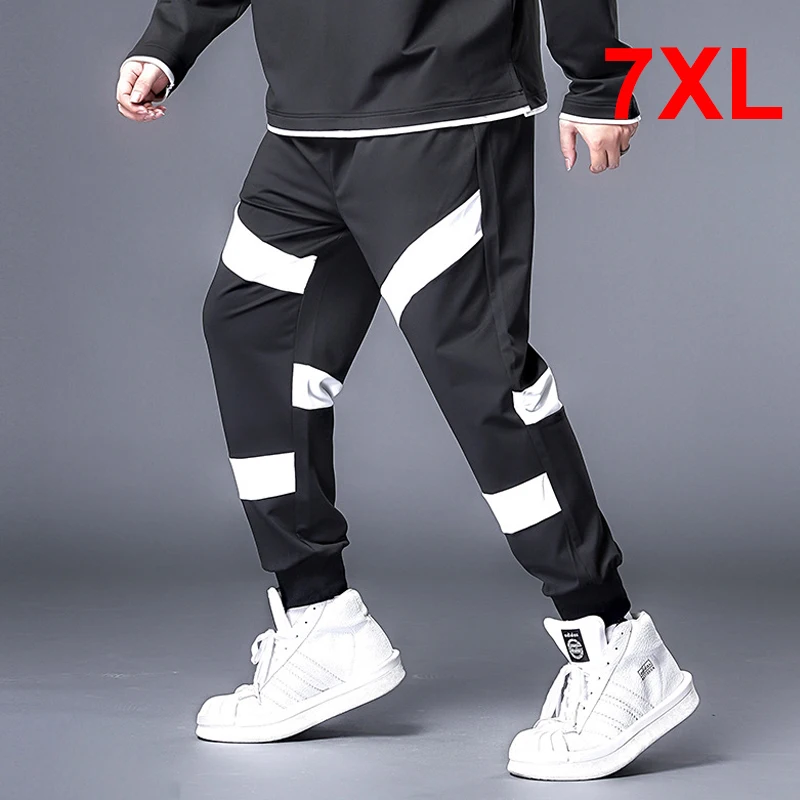 

Baggy Pants Men Hip Hop Streetwear Pant White Stripes Sweatpants Male Jogger Oversize Fashion Trousers Big Size 7XL HX532