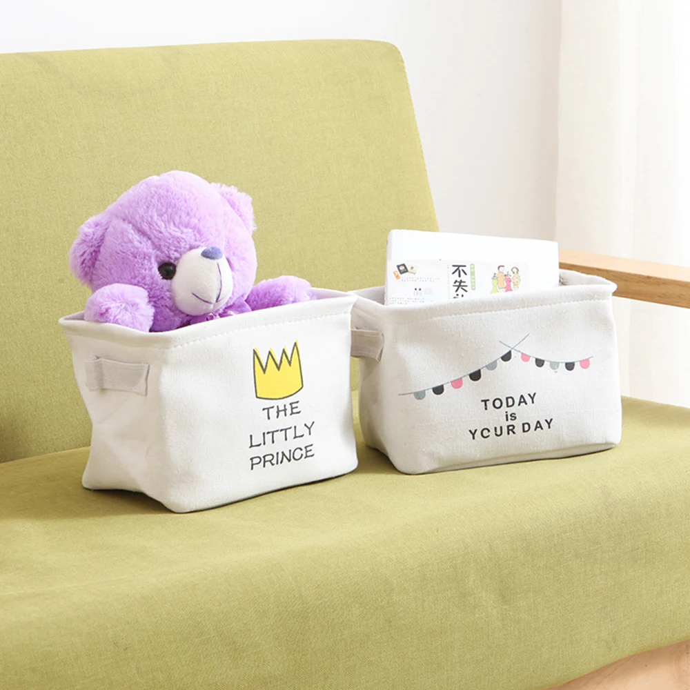 Хлопковая льняная настольная корзина для хранения коробка мелочей маленькая