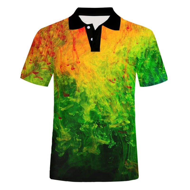 

IFPD EU Size New Fashion Polo T Shirts 3d Print Colorful Smoke Cool Polo Shirts Unisex Man/womans Short Sleeve Tops Hip Hop 6XL