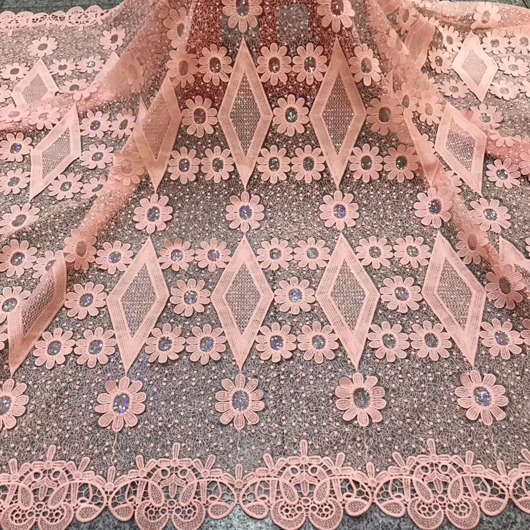 

Christmas Handmade African French Lace Fabric 2021 High Quality Lace High-end Nigerian Beaded Lace Fabrics For Dress