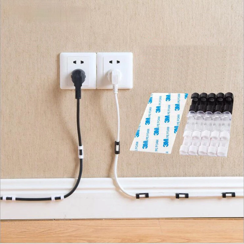 

20pcs Finisher Wire Clamp Wire Organizer Cable Clip Buckle Clips Fastener Holder Data Telephone Line USB Winder Office Storage