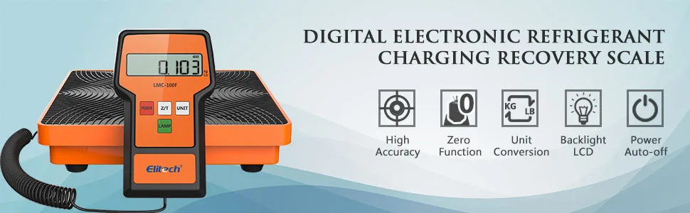 Elitech LMC-100F цифровой электронный хладагент зарядки восстановления весы для HAVC проводной пульт дистанционного портативный чехол 110lbs/50kgs