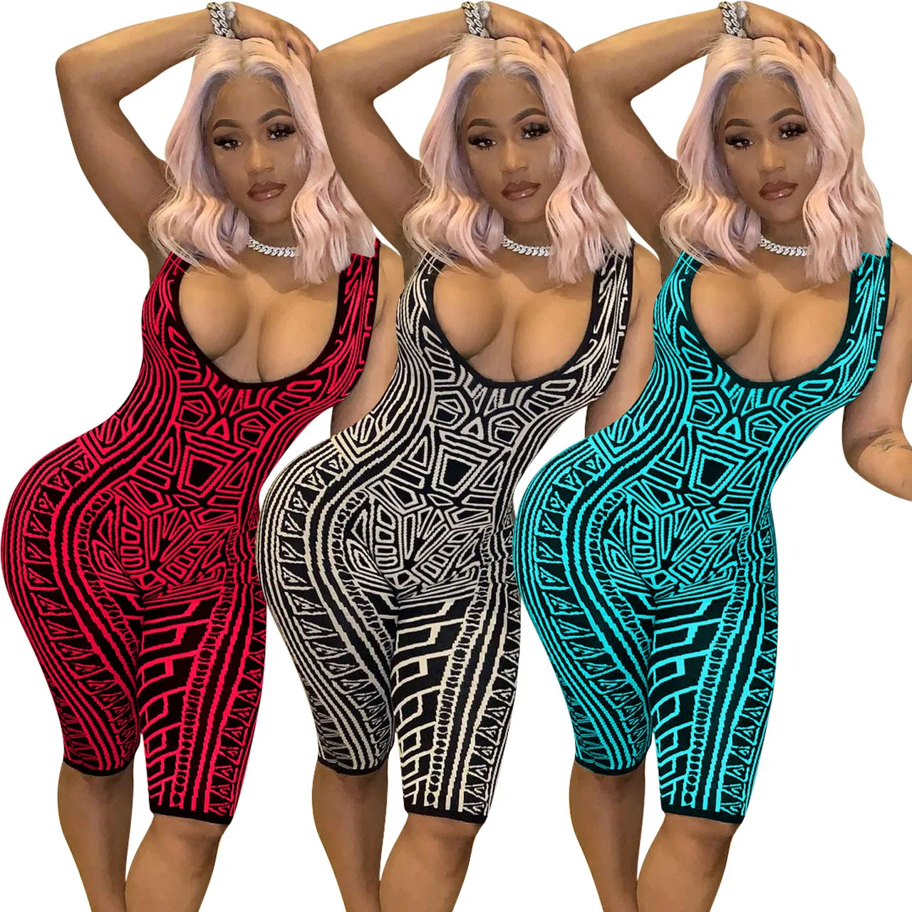 

Summer Comfortable Casual Fashion Printed One-piece Women's Shorts