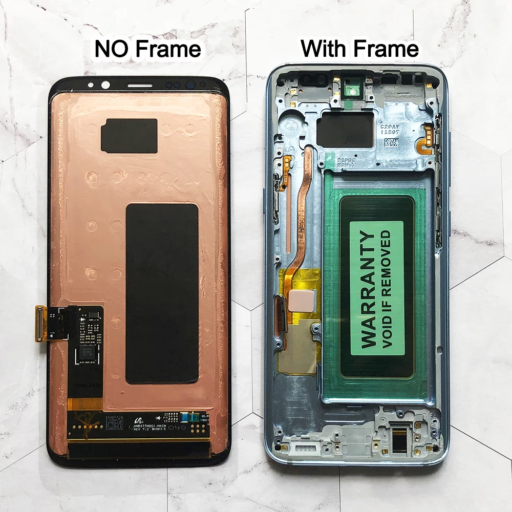 aaa original super amoled s8 lcd with frame for samsung galaxy s8 g950 g950f display s8 plus g955 g955f touch screen digitizer free global shipping