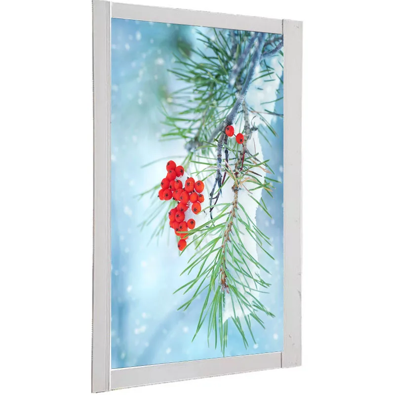 

Custom Size Frosted Window Film Privacy Sticker Window Stickers Stained Glass Opaque Static Cling Winter Red Fruits Tree Snow