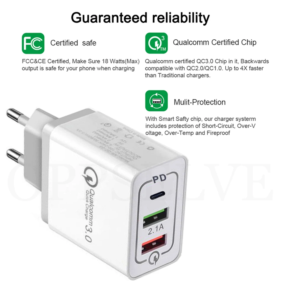 Быстрая зарядка 3,0 USB зарядное устройство type C QC 3,0 зарядное устройство для samsung S10 S9 S8 Plus huawei 30 Вт 3,0 быстрое зарядное устройство для iPhone 11 Pro Max