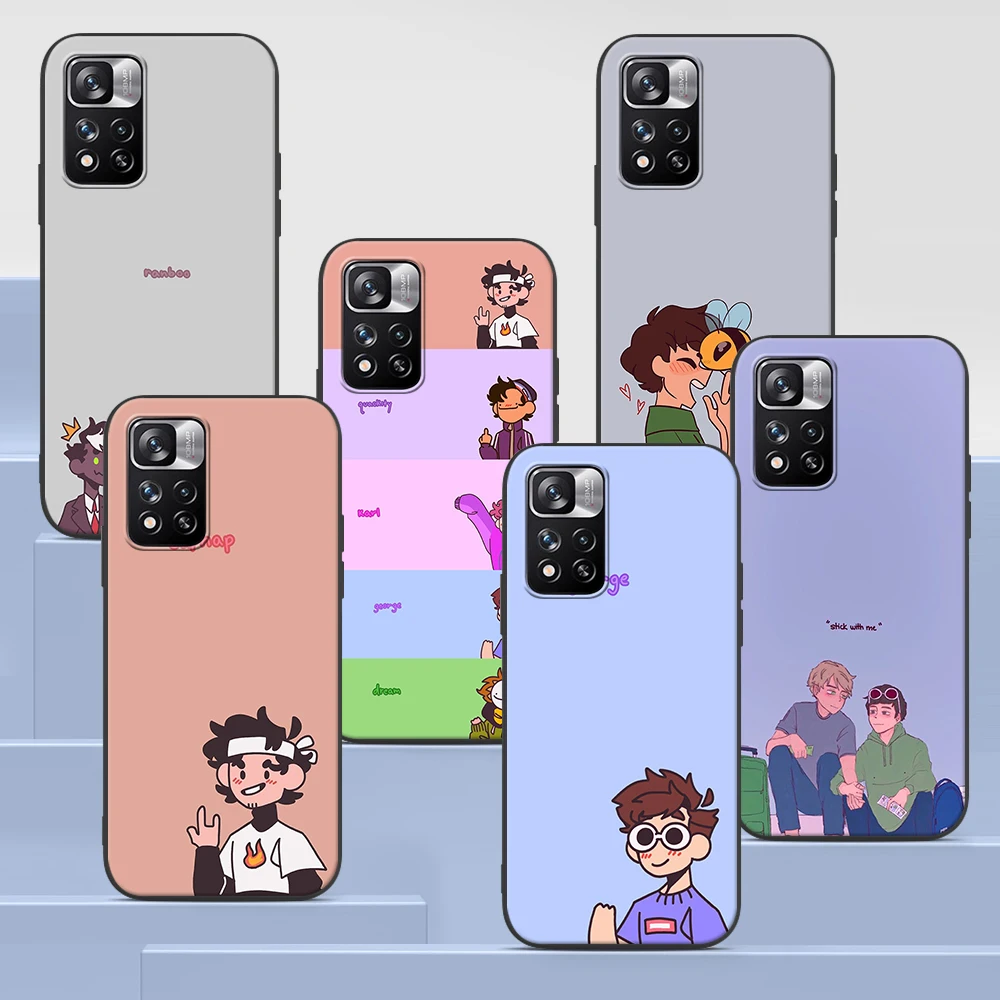 

Dream Smp Cartoon Case for Xiaomi Redmi Note 9S 9 8 10 11 Pro 9C 9A 7 8T 7A 8A 6A 6 10S Black Soft Silicone Phone Cover Coque