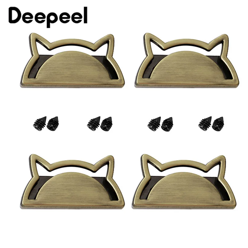 

Deepeel, 4 шт., 3 см, сумка в форме кошки, металлическая деталь, с винтами, сумочка, джинсовая застежка, сделай сам, фурнитура