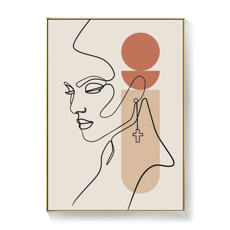 

Nordic Abstract Line Female Woman Face Wall Art Canvas Painting Boho Posters And Prints Wall Pictures For Living Room Decor
