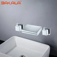 bathroom bathtub faucet basin faucet brass wall mounted sink mixer tap faucet 3 pcs black faucets dual handle sink mixer tap