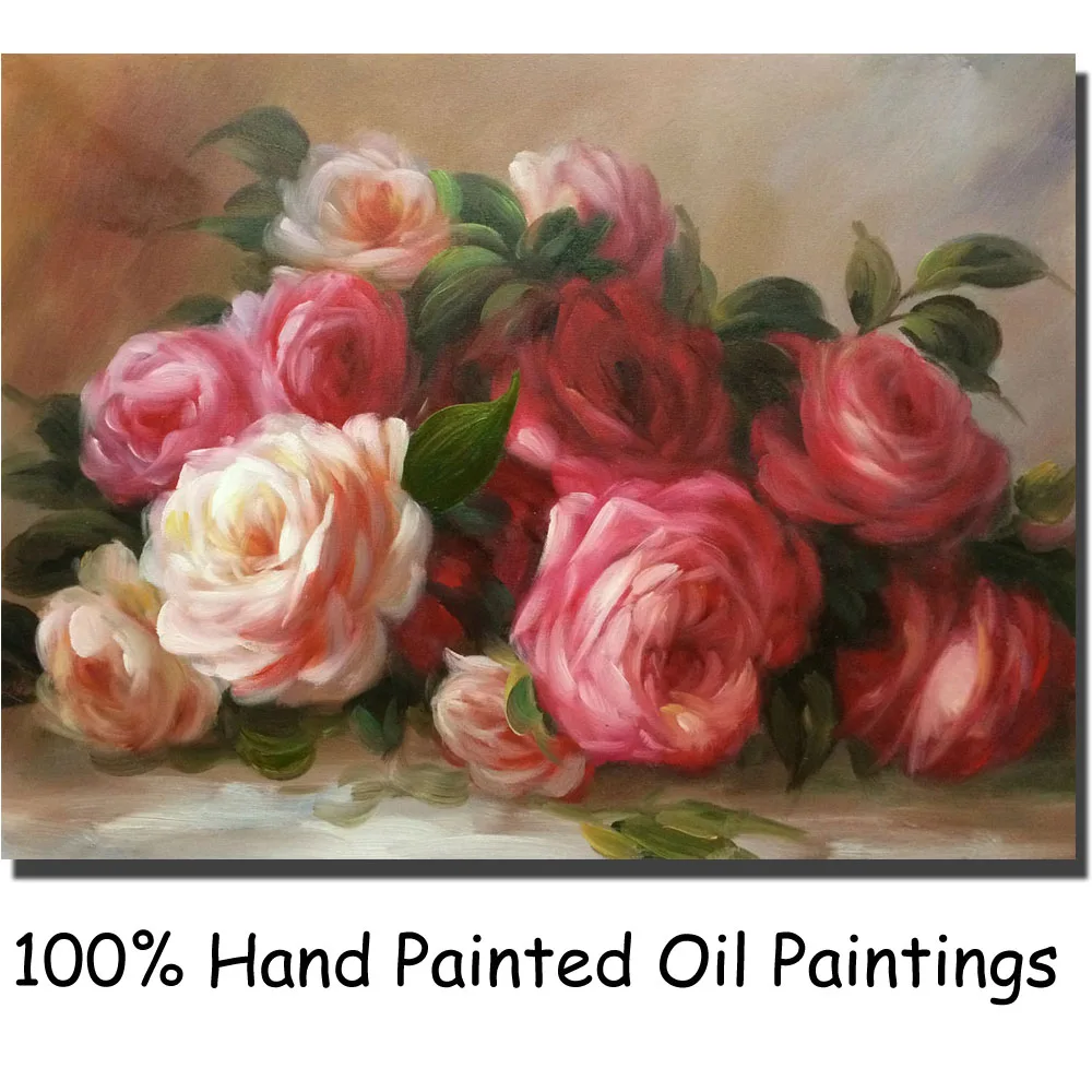 Canvas Art Painting Flowers Pierre Auguste Renoir Oil Reproduction Discarded Roses Hand Painted Modern Artwork For Bedroom Decor | Дом и сад