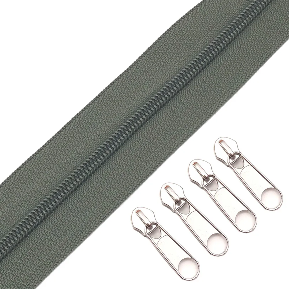 327 Black Olive 3 м 3# нейлоновые катушки молнии навалом с 5 шт. молнии слайдер-для костюма, одежды, других рукоделия - Цвет: 327 Black Olive