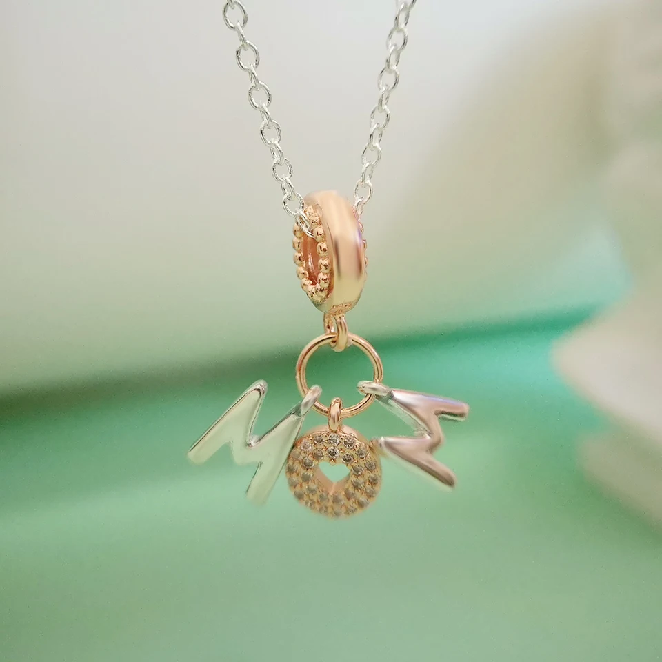 

women bracelet charms jewelry MOM Sterling silver gift for mother pendant charm for original silver bracelet rose gold color