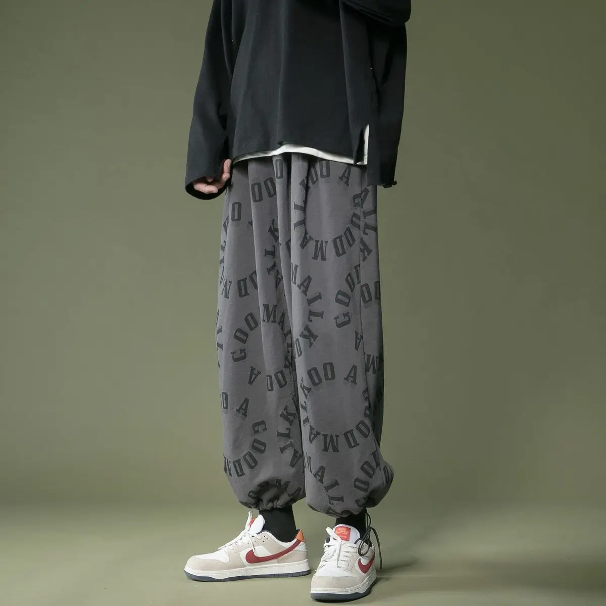 

Men's trousers 2021 spring and autumn new trend letters loose casual sports pants men and women straight pants couple teenagers
