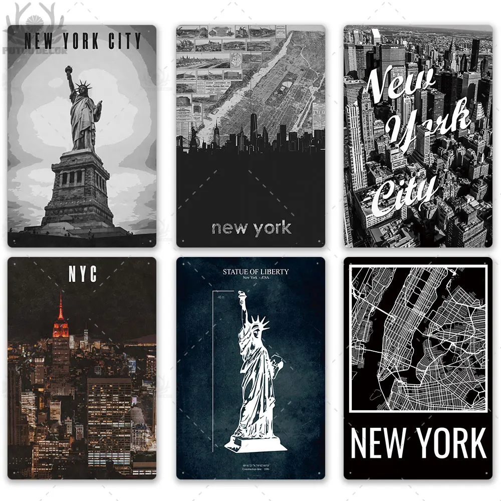 New York Vintage Metal Poster Plaque British Coffee Bar House Home Decorative Plate Wall Decor Tin Sign G5 | Дом и сад