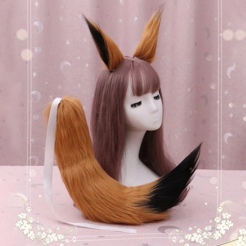 

Masquerade Fluffy Faux Fur Wolf Ears Hair Clips and Plush Tail for Adult Kids Anime Cosplay Costume Halloween Fancy Party Dress