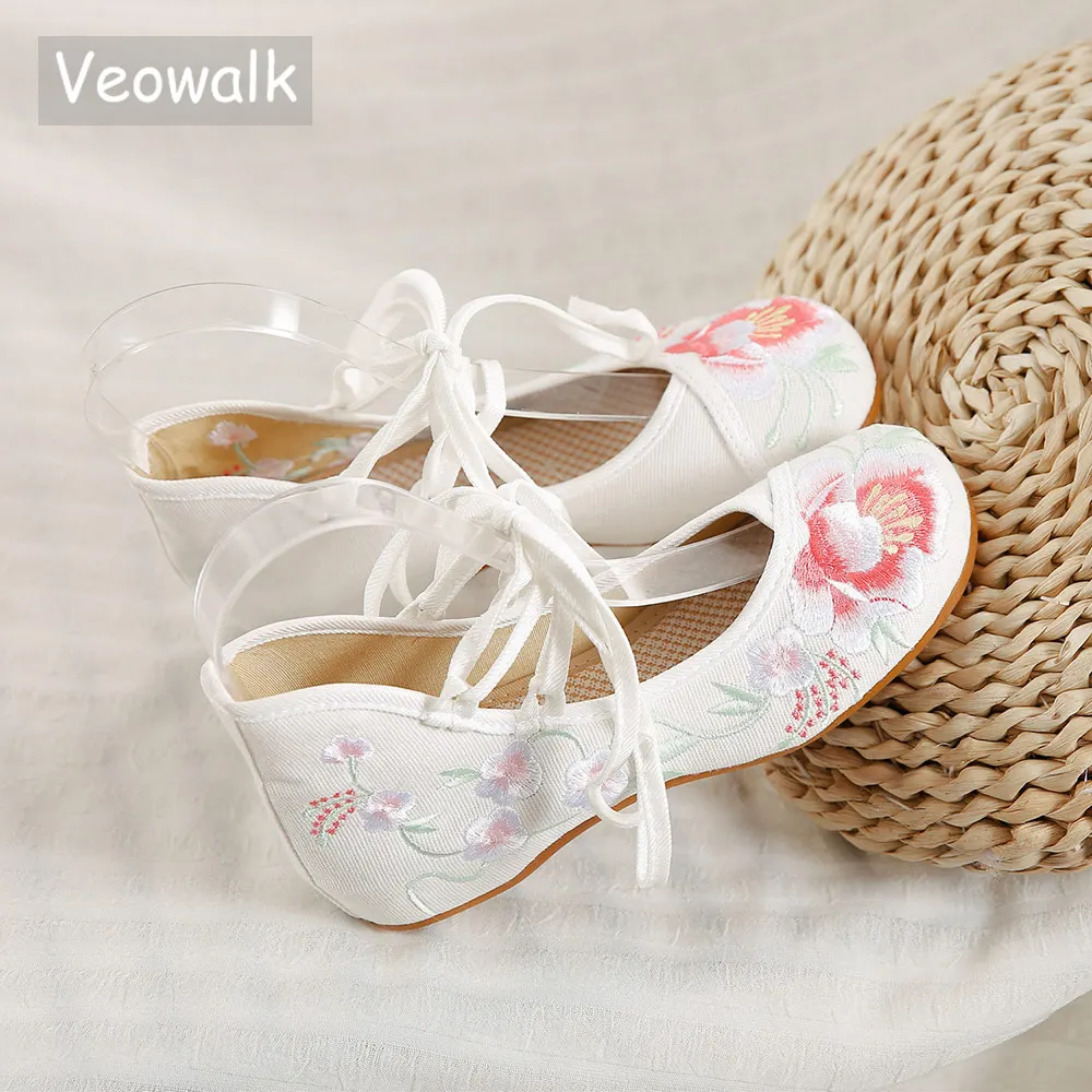 Полусапоги с вышитым фольклорным цветком Женская фланелевая хлопчатобумажная