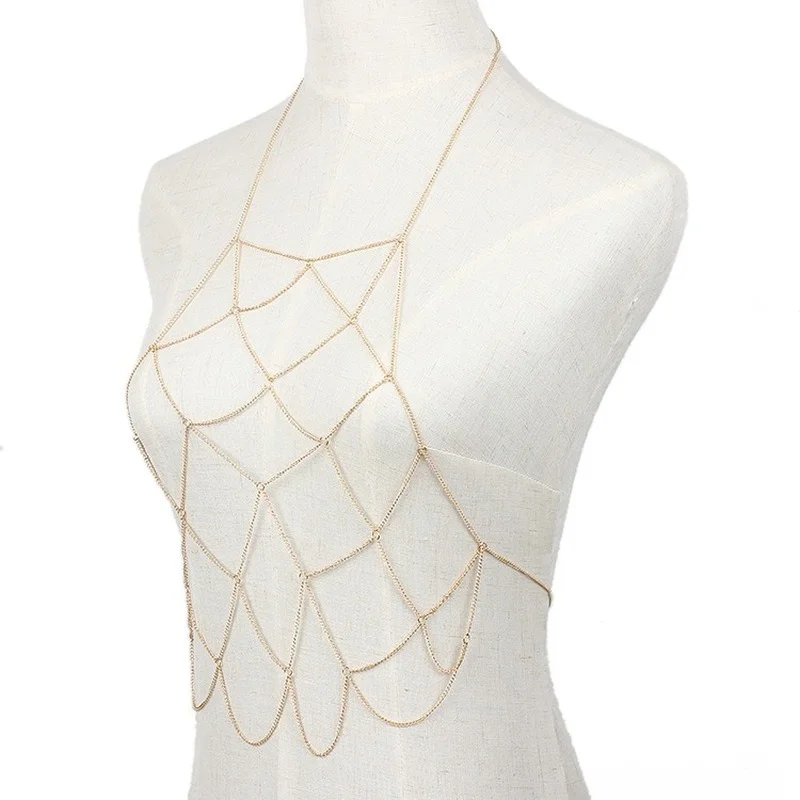 Женское Ожерелье креативная сетчатая нагрудная цепочка с бахромой женское