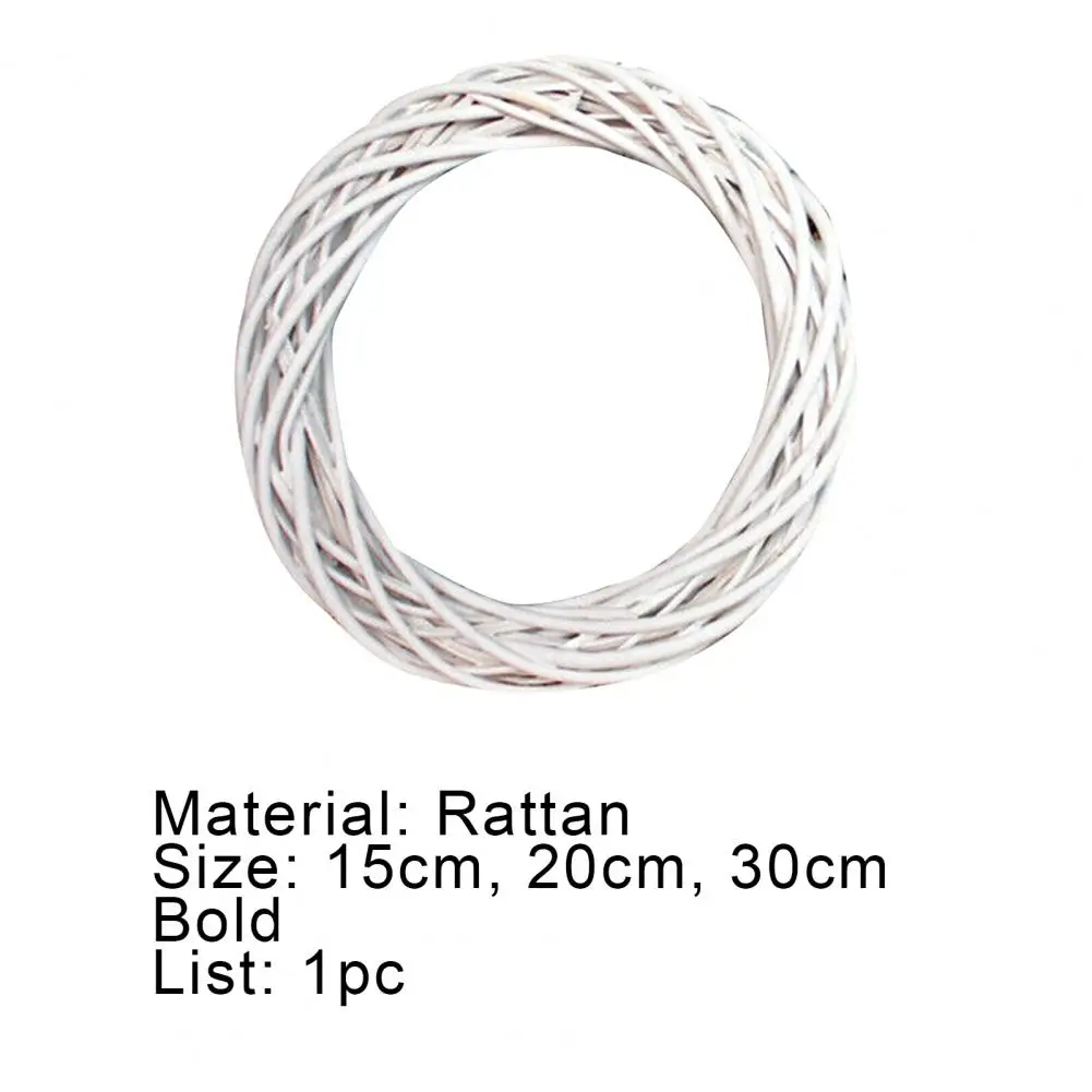 

White Garland Wicker Round DIY Christmas Tree Rattan Hanging Artificial Flower Wreath Ring Decorative Ornament for Home