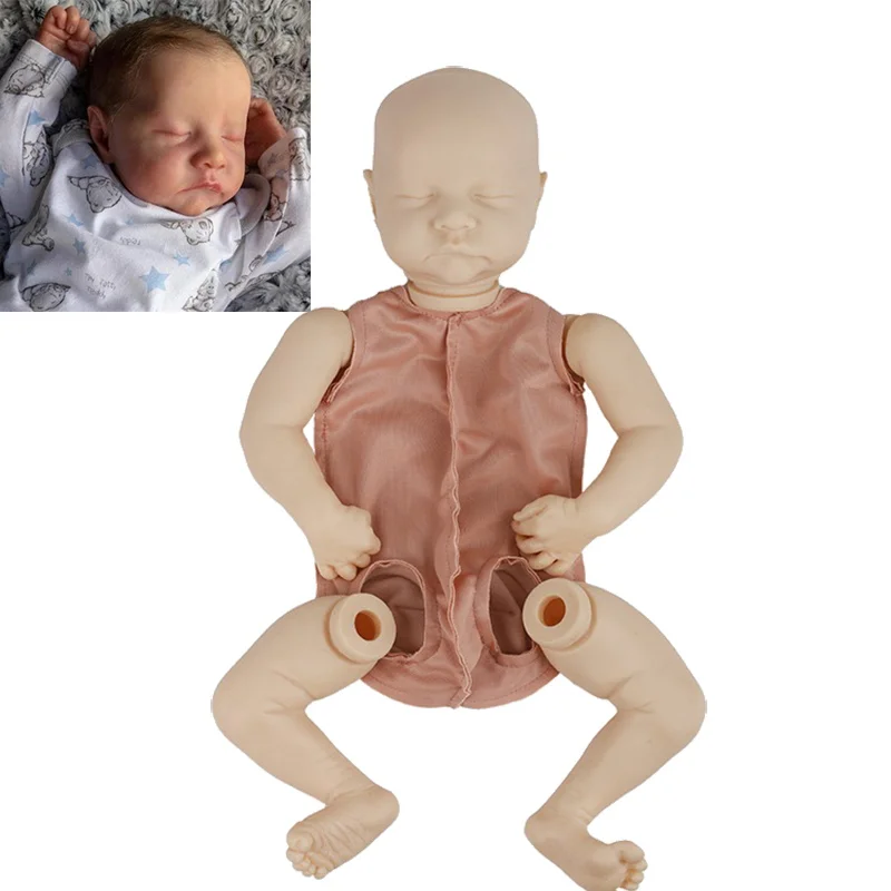 

20inch Sleeping Reborn Baby Vinyl Doll Levi Baby Cloth Body DIY Soft Realistic Doll Unpainted Kit Doll Part DIY Blank Kit Doll