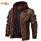 Мужская осенне-зимняя мотоциклетная кожаная куртка, ветровка, куртки с капюшоном, мужская верхняя одежда, теплые бейсбольные куртки размера плюс 3XL