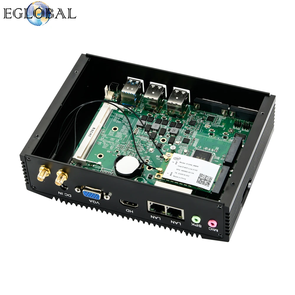 Промышленный мини пк Celeron J1900 настольный Linux Pfsense 2 LAN RS485 COM VGA HDMI 3G/4G модуль SIM тонкий