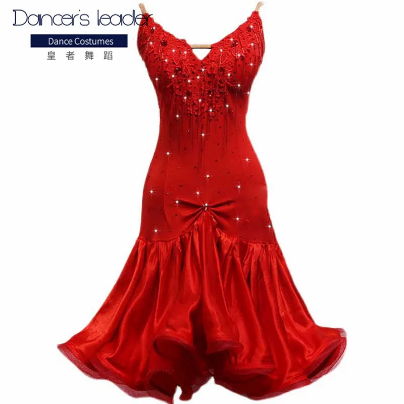 

Latin Dance Dress Competition Dress Dress Latin Dance Skirt Lace Decoration Latin Dance Costumes Beading Skirt Wrap Hip Fishtail