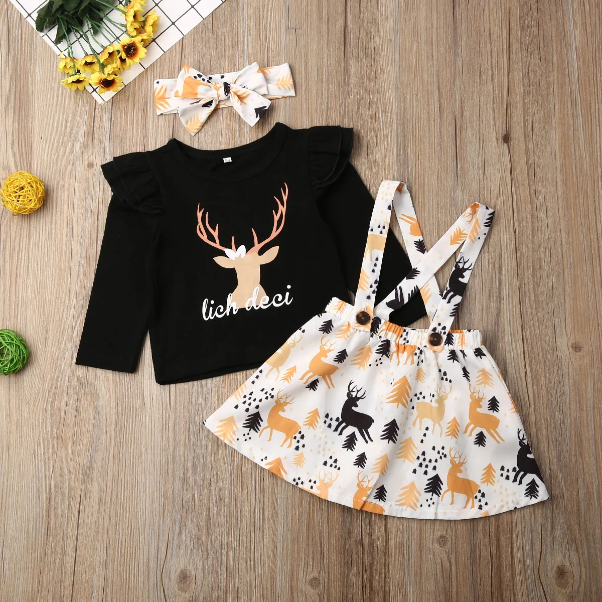 Emmababy Рождественская одежда для маленьких девочек футболка с длинными рукавами и цветочным принтом Топ+ длинные штаны, юбка на осень