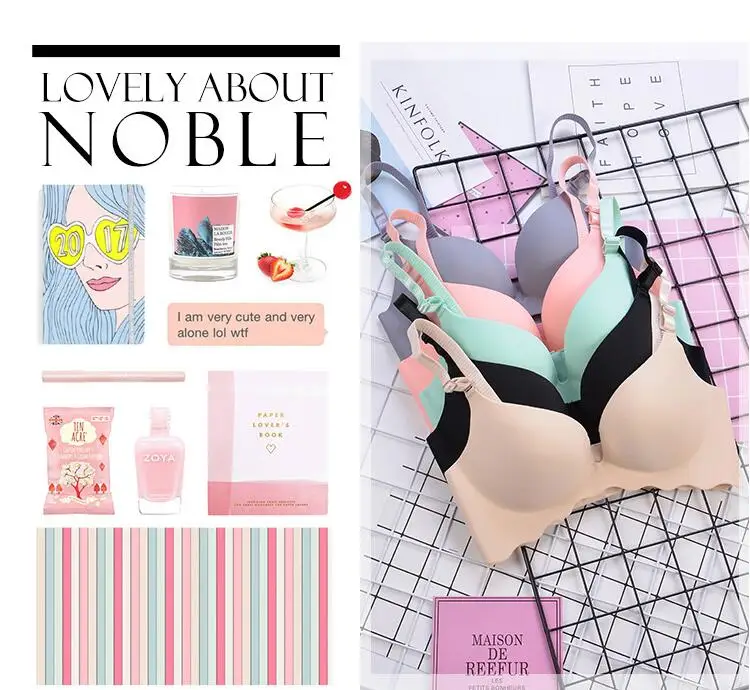 Fashion Sexy thin Cup Bras For Women Push Up Lingerie one piece Bra Wireless Bralette Intimates female Underwear A B C