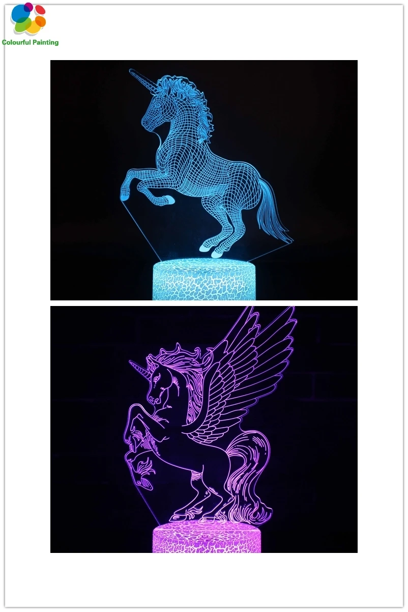 Пульт дистанционного управления Единорог 3D свет светодиодный трещины база