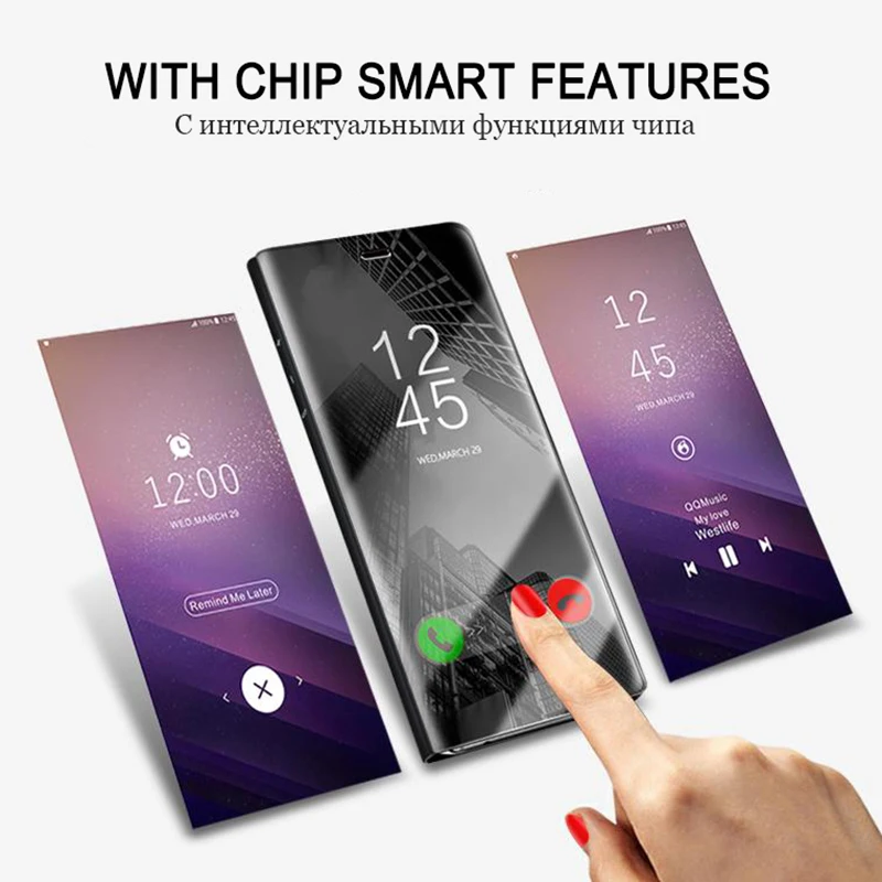 

Lamorniea Smart Chip Touch Flip Stand Case For Samsung Galaxy Note 9 8 5 S9 S20 Plus S8 S7 S6 Edge S20 Ultra Clear View Cover