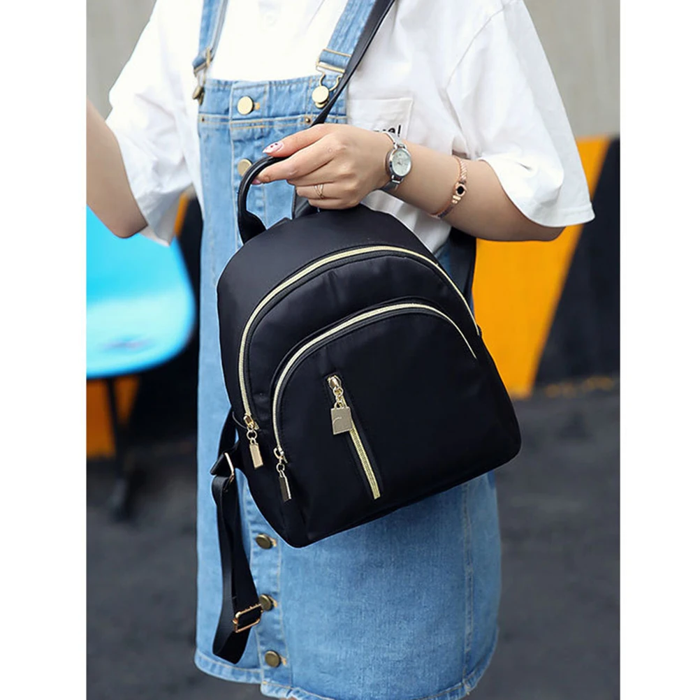 

Black Backpack Fashion Women Small Travel Backpacks Zipper Closure Oxford Daypack Schoolbag School Bag Set For Teen Bookbag