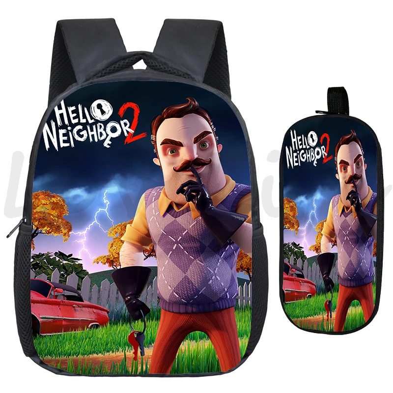 

Hot Game Hello Neighbor 2 Backpack 2pcs/Set with Pen Bag Kindergarten Bookbag Children Anime School Backpack For Kids School Bag