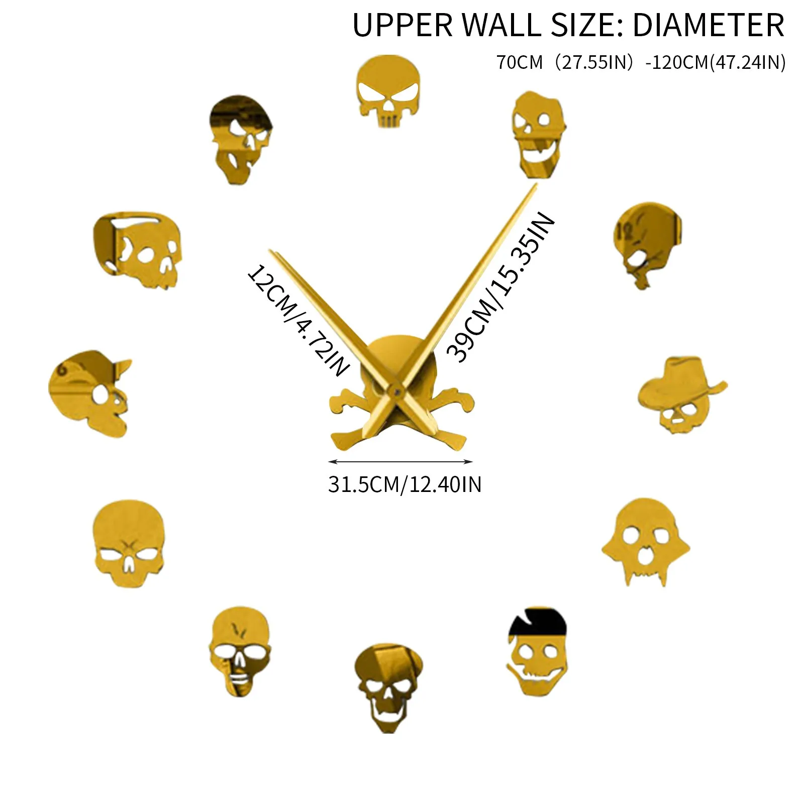 Настенные гигантские часы с черепами большие бескаркасные настенные украшения