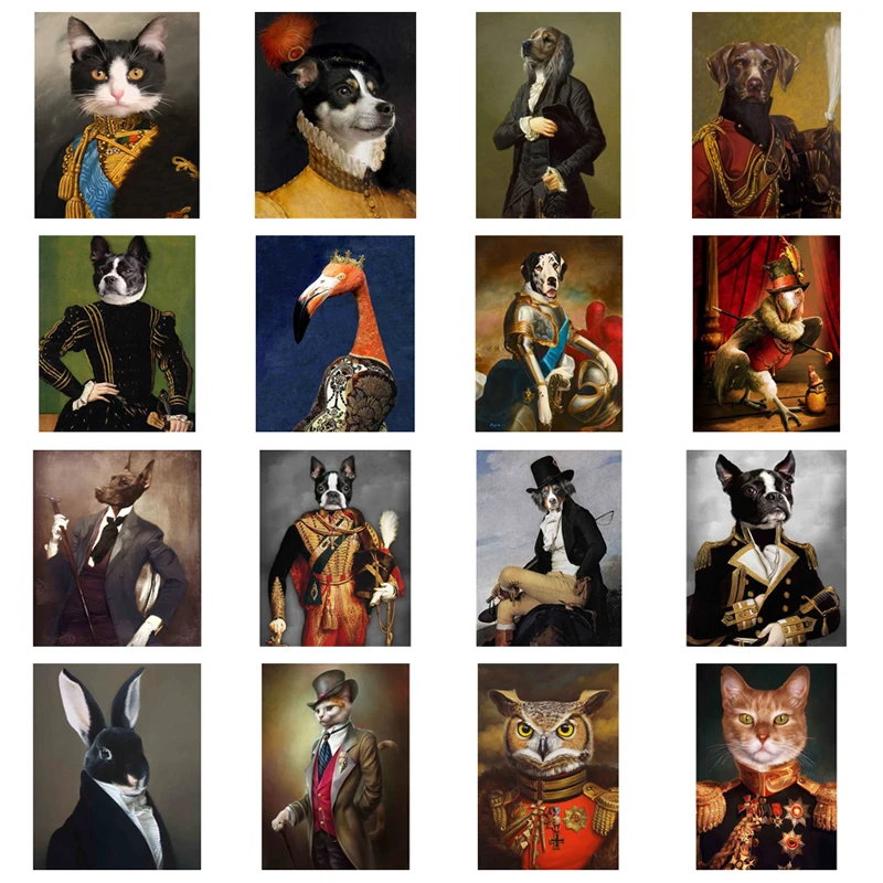 Абстрактный Винтажный стиль Искусственный олень кошка собака плакаты-портреты и