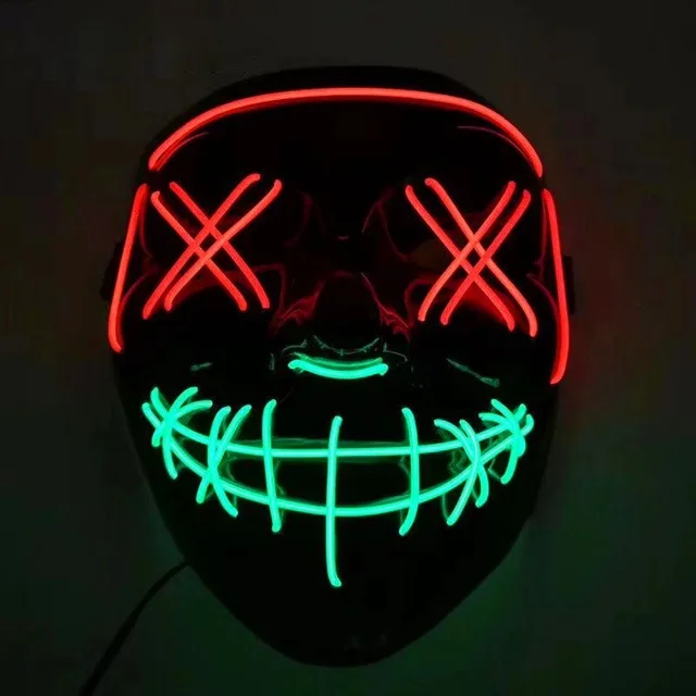 

Halloween Scary LED Light Up Mask Cosplay Costume EL Wire Party Festival Masquerade Glowing Mask Glowing Mask Gift 10PACK