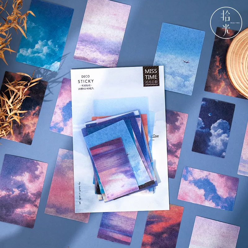 

40pcs/bag Azure City Series Japanese Paper Stickers Aesthetic Deco Journaling Diary Stationery Scrapbooking Stickers In Notebook