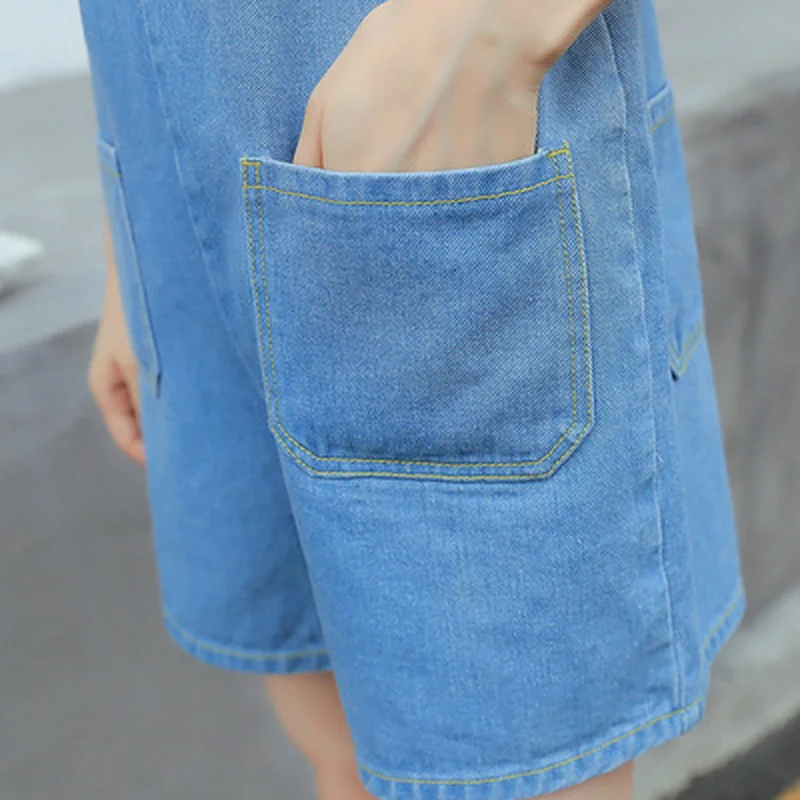 Летний комбинезон женский костюм из шорт и топа свободный хлопчатобумажный