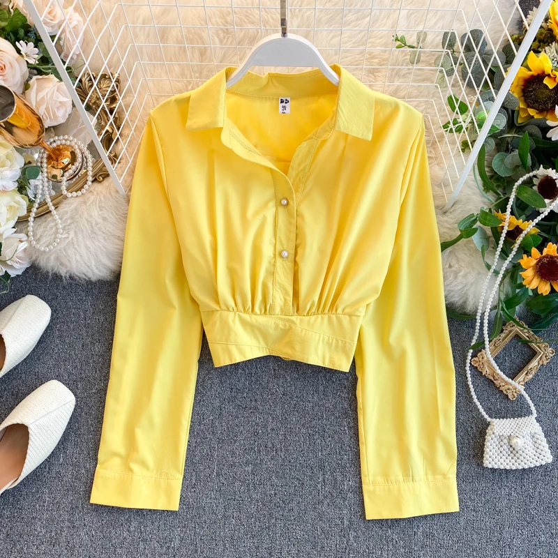 

Однотонные Короткие топы для женщин в африканском стиле одежда тонкие туфли из органической кожи весенние детские блузки ярких цветов Цвет...