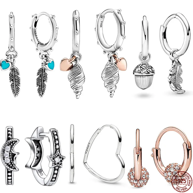 Hot Sale 100% Real 925 sterling silver  Zircon Earring Conch Earrings Korean Earrings for Women New Jewelry Gifts
