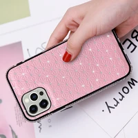 luxury fashion gypsophila inlaid diamond leather phone case for iphone 12 11 13 pro xs max xr x 6 7 8 plus mobile phone cover