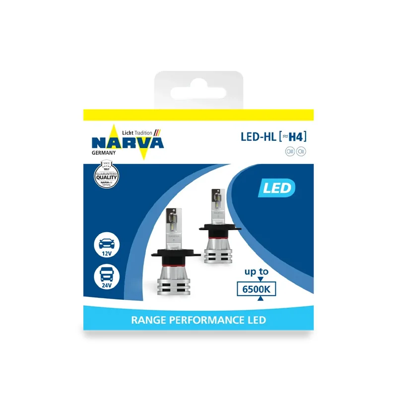 Cветодиодные лампы головного света [≈H4](P43t) NARVA Range Performance LED 12-24V 24W 6500K (к-т 2 шт.) 18032 |