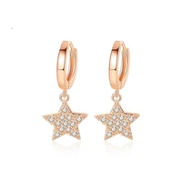 sipengjel trendy zircon classic geometric star dangle earrings 3 metal color small hoop huggies earirng for women jewelry 2021